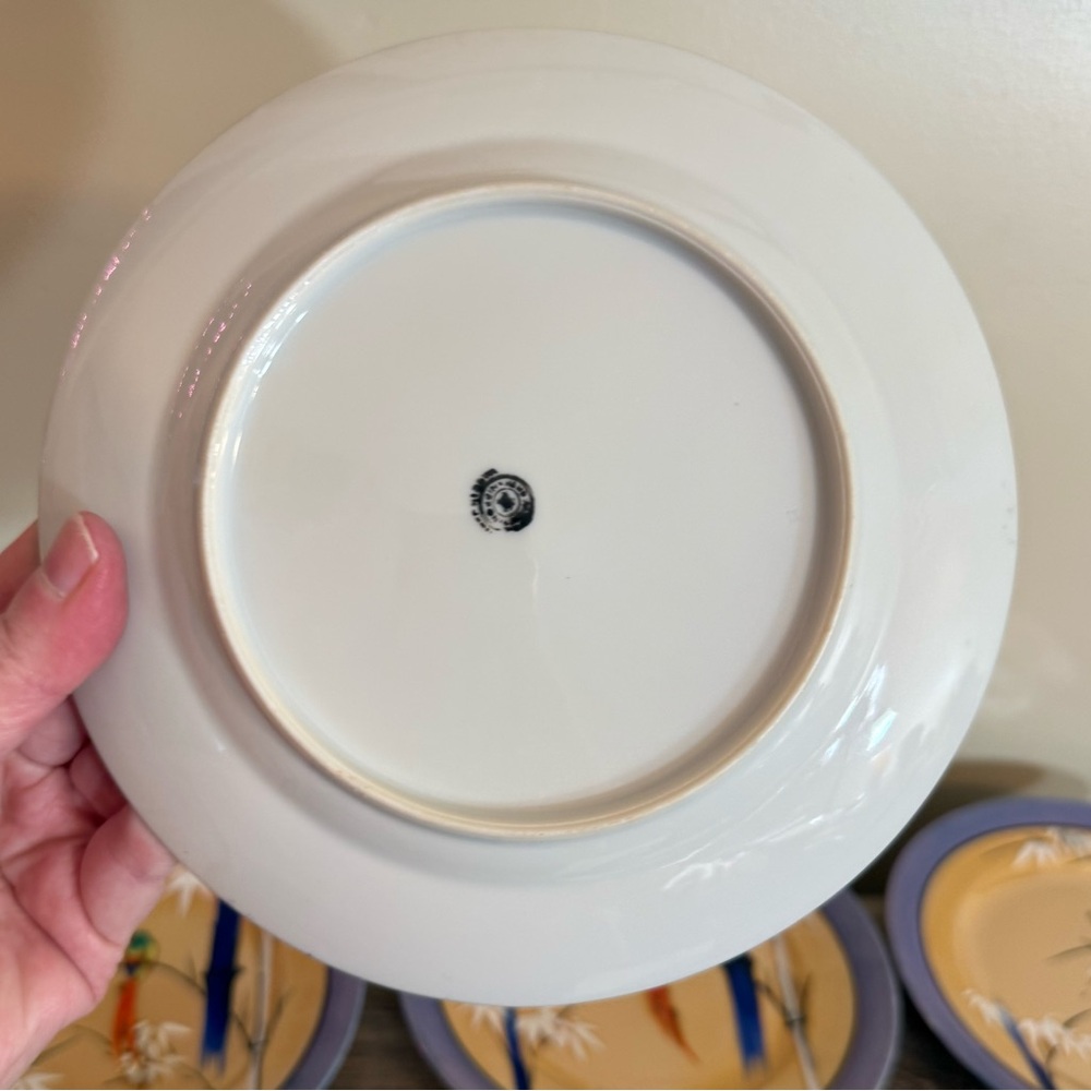 Antique Set of 6 Nippon Lusterware Plates 7” Bird Japan Bamboo Hand Painted - Picture 13 of 14